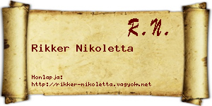 Rikker Nikoletta névjegykártya